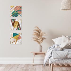 Set 3 pezzi Quadri su tela astratto verde, rosa e oro Canvas Day 38x38 cm GEOMETRIES 1 per soggiorno, capezzale camera da letto, cucina, ufficio del brand Lupia, categoria: Arredo e decorazioni > Quadri e Tele > Quadri su tela.