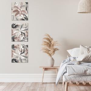 Set 3 pezzi Quadri su foglie grigie Canvas World 57x57 cm LEAVES MIX per soggiorno, capezzale camera da letto, cucina, ufficio del brand Lupia, categoria: Arredo e decorazioni > Quadri e Tele > Quadri su tela.