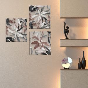 Set 3 pezzi Quadri su foglie grigie Canvas World 57x57 cm LEAVES MIX per soggiorno, capezzale camera da letto, cucina, ufficio del brand Lupia, categoria: Arredo e decorazioni > Quadri e Tele > Quadri su tela.