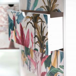 Cassettiera comodino MOBILE ITALY Bianco BANANA LEAVES BEIGE con 2 CASSETTI in legno 39x29xH45 cm organizer decorato con stampa del brand Lupia, categoria: Complementi d'arredo > Mobili, Cassettiere, Bauletti > Mobili, Cassettiere.