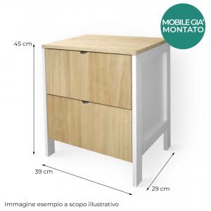 Cassettiera comodino MOBILE ITALY Bianco BANANA LEAVES BEIGE con 2 CASSETTI in legno 39x29xH45 cm organizer decorato con stampa del brand Lupia, categoria: Complementi d'arredo > Mobili, Cassettiere, Bauletti > Mobili, Cassettiere.