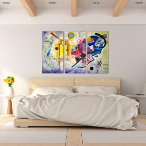 Quadro Moderno 3 pezzi stampa su tela GRANDE QUADRO 122x180 cm GIALLO ROSSO BLU di Kandinskij per soggiorno, capezzale camera da letto, ufficio del brand Lupia, categoria: Arredo e decorazioni > Quadri e Tele > Grandi Quadri.