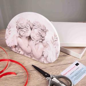 Bomboniera con Scatola bianca Quadro in legno MEMORY ANGELS IN FLOWER 29x42 cm, idea regalo per Matrimonio Cresima Comunione Battesimo Anniversario Compleanno del brand Lupia, categoria: Idee regalo e bomboniere > Bomboniere > Bomboniere Quadretti.