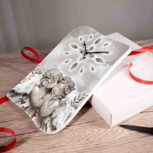 Bomboniera con Scatola bianca OROLOGIO GEA da parete o tavolo in legno stampato ANGELS IN FLOWERS 15x21 cm idea regalo per Matrimonio Cresima Comunione Battesimo Anniversario Compleanno del brand Lupia, categoria: Idee regalo e bomboniere > Bomboniere > Bomboniere Orologi.