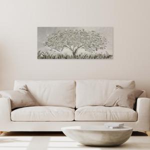 Lupia - Quadro Moderno BRILLANT con Glitter ALBERO GREY GLITTER | Stampa su Tela Poliestere | Decorazione Artigianale Italiana, Arte da Parete per Soggiorno e Ufficio | 52x122 cm, telaio Legno del brand Lupia, categoria: Arredo e decorazioni > Quadri e Tele > Quadri su tela.