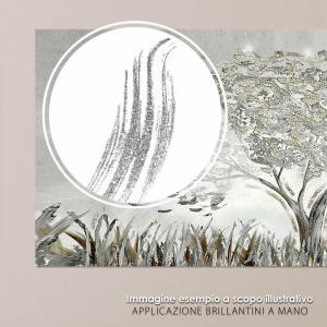 Lupia - Quadro Moderno BRILLANT con Glitter ALBERO GREY GLITTER | Stampa su Tela Poliestere | Decorazione Artigianale Italiana, Arte da Parete per Soggiorno e Ufficio | 52x122 cm, telaio Legno del brand Lupia, categoria: Arredo e decorazioni > Quadri e Tele > Quadri su tela.
