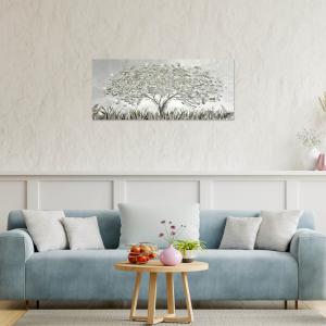 Lupia - Quadro Moderno BRILLANT con Glitter ALBERO GREY GLITTER | Stampa su Tela Poliestere | Decorazione Artigianale Italiana, Arte da Parete per Soggiorno e Ufficio | 65x149 cm, telaio Legno del brand Lupia, categoria: Arredo e decorazioni > Quadri e Tele > Quadri su tela.