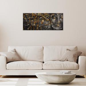 Lupia - Quadro Moderno BRILLANT con Glitter MEDITAZIONE DONNA | Stampa su Tela Poliestere | Decorazione Artigianale Italiana, Arte da Parete per Soggiorno e Ufficio | 52x122 cm, telaio Legno del brand Lupia, categoria: Arredo e decorazioni > Quadri e Tele > Quadri su tela.