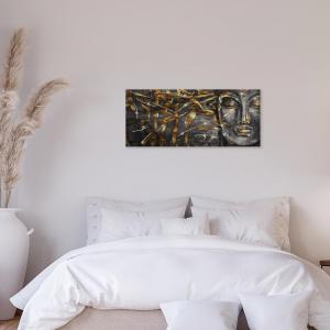 Lupia - Quadro Moderno BRILLANT con Glitter MEDITAZIONE DONNA | Stampa su Tela Poliestere | Decorazione Artigianale Italiana, Arte da Parete per Soggiorno e Ufficio | 52x122 cm, telaio Legno del brand Lupia, categoria: Arredo e decorazioni > Quadri e Tele > Quadri su tela.
