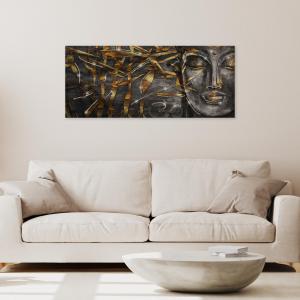 Lupia - Quadro Moderno BRILLANT con Glitter MEDITAZIONE DONNA | Stampa su Tela Poliestere | Decorazione Artigianale Italiana, Arte da Parete per Soggiorno e Ufficio | 65x149 cm, telaio Legno del brand Lupia, categoria: Arredo e decorazioni > Quadri e Tele > Quadri su tela.