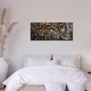 Lupia - Quadro Moderno BRILLANT con Glitter MEDITAZIONE DONNA | Stampa su Tela Poliestere | Decorazione Artigianale Italiana, Arte da Parete per Soggiorno e Ufficio | 65x149 cm, telaio Legno del brand Lupia, categoria: Arredo e decorazioni > Quadri e Tele > Quadri su tela.