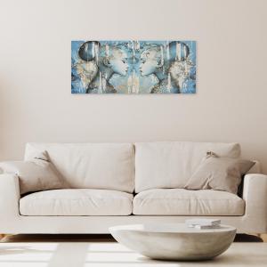 Lupia - Quadro Moderno BRILLANT con Glitter PROFILI | Stampa su Tela Poliestere | Decorazione Artigianale Italiana, Arte da Parete per Soggiorno e Ufficio | 52x122 cm, telaio Legno del brand Lupia, categoria: Arredo e decorazioni > Quadri e Tele > Quadri su tela.