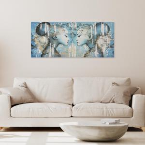 Lupia - Quadro Moderno BRILLANT con Glitter PROFILI | Stampa su Tela Poliestere | Decorazione Artigianale Italiana, Arte da Parete per Soggiorno e Ufficio | 65x149 cm, telaio Legno del brand Lupia, categoria: Arredo e decorazioni > Quadri e Tele > Quadri su tela.