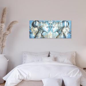 Lupia - Quadro Moderno BRILLANT con Glitter PROFILI | Stampa su Tela Poliestere | Decorazione Artigianale Italiana, Arte da Parete per Soggiorno e Ufficio | 65x149 cm, telaio Legno del brand Lupia, categoria: Arredo e decorazioni > Quadri e Tele > Quadri su tela.