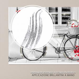 Lupia - Quadro Moderno BRILLANT con Glitter BIKE BOUGANVILLE RED | Stampa su Tela Poliestere | Decorazione Artigianale Italiana, Arte da Parete per Soggiorno e Ufficio | 52x122 cm, telaio Legno del brand Lupia, categoria: Arredo e decorazioni > Quadri e Tele > Quadri su tela.