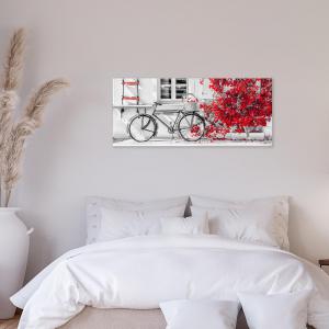 Lupia - Quadro Moderno BRILLANT con Glitter BIKE BOUGANVILLE RED | Stampa su Tela Poliestere | Decorazione Artigianale Italiana, Arte da Parete per Soggiorno e Ufficio | 65x149 cm, telaio Legno del brand Lupia, categoria: Arredo e decorazioni > Quadri e Tele > Quadri su tela.