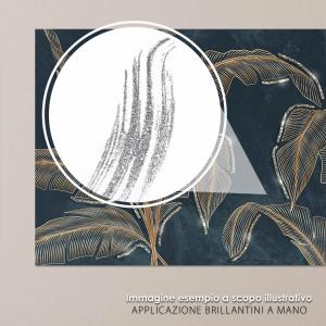 Lupia - Quadro Moderno BRILLANT con Glitter LARGE LEAVES BLUE | Stampa su Tela Poliestere | Decorazione Artigianale Italiana, Arte da Parete per Soggiorno e Ufficio | 52x122 cm, telaio Legno del brand Lupia, categoria: Arredo e decorazioni > Quadri e Tele > Quadri su tela.