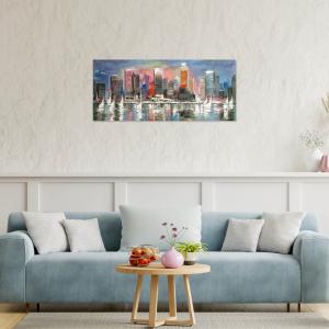 Quadro moderno Stampa su Tela CANVAS WORLD 65x149 cm SKYSCRAPERS AND SAILS, skyline grattacieli, per soggiorno, capezzale camera da letto, ufficio del brand Lupia, categoria: Arredo e decorazioni > Quadri e Tele > Quadri su tela.