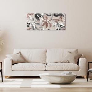 Quadro moderno Stampa su Tela CANVAS WORLD 65x149 cm LEAVES MIX, foglie grigie e tortora, per soggiorno, capezzale camera da letto, ufficio del brand Lupia, categoria: Arredo e decorazioni > Quadri e Tele > Quadri su tela.