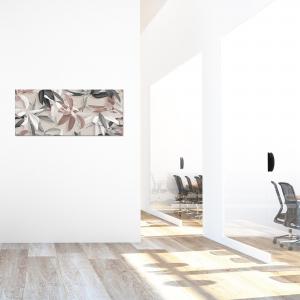 Quadro moderno Stampa su Tela CANVAS WORLD 65x149 cm LEAVES MIX, foglie grigie e tortora, per soggiorno, capezzale camera da letto, ufficio del brand Lupia, categoria: Arredo e decorazioni > Quadri e Tele > Quadri su tela.