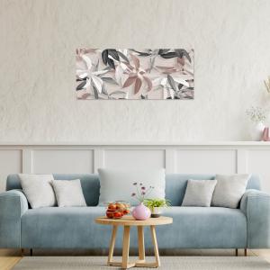 Quadro moderno Stampa su Tela CANVAS WORLD 65x149 cm LEAVES MIX, foglie grigie e tortora, per soggiorno, capezzale camera da letto, ufficio del brand Lupia, categoria: Arredo e decorazioni > Quadri e Tele > Quadri su tela.