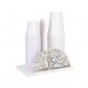 Lupia - Set 3 Pezzi Cucina in Legno White ALBERO ABBRACCIO: Porta Tovaglioli, Porta Bicchieri, Porta Rotolo, Decorazione Elegante, Adatto a Stili Moderni e Classici, stile amore e famiglia del brand Lupia, categoria: Tavola e cucina > Portabicchieri, Portatovaglioli e Portarotoli > Set Portarotolo, Portatovaglioli e Portabicchieri.