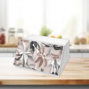 Lupia - Portapane White LEAVES MIX foglie tropicali grigio tortora, Conserva Freschezza Pane, Versatile per Cibo Secco, Design Unico, Apertura frontale con Aerazione, 40x20x30cm, Chiaro, Legno del brand Lupia, categoria: Tavola e cucina > Portapane, Contenitori e Organizer > Portapane.