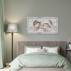 Quadro con cornice Sacra Famiglia Giovy Bianca Argento 60x110 cm THE KISS CERAMIC MIX Glitter del brand Lupia, categoria: Arredo e decorazioni > Quadri e Tele > Quadri con cornice.