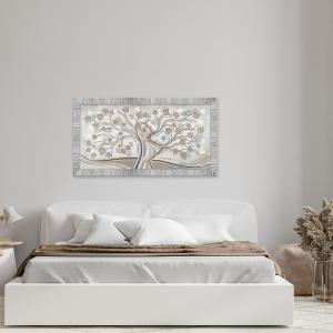Quadro Moderno Camera da letto con cornice GIOVY Bianca Argento ALBERO ABBRACCIO MIX 60x110 cm, amore e famiglia con Glitter, per soggiorno del brand Lupia, categoria: Arredo e decorazioni > Quadri e Tele > Quadri su Legno.