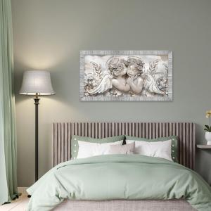 Quadro Moderno Camera da letto con cornice GIOVY Bianca Argento ANGELS IN FLOWERS MIX 60x110 cm con Glitter del brand Lupia, categoria: Arredo e decorazioni > Quadri e Tele > Quadri con cornice.