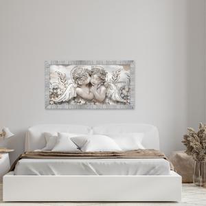 Quadro Moderno Camera da letto con cornice GIOVY Bianca Argento ANGELS IN FLOWERS MIX 60x110 cm con Glitter del brand Lupia, categoria: Arredo e decorazioni > Quadri e Tele > Quadri con cornice.