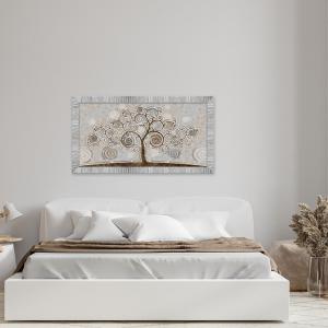 Quadro Moderno Camera da letto soggiorno con cornice GIOVY Bianca Argento TREE MIX 60x110 cm con Glitter tema Albero della Vita del brand Lupia, categoria: Arredo e decorazioni > Quadri e Tele > Quadri con Glitter.