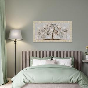 Quadro Moderno Camera da letto soggiorno con cornice GIOVY Bianca Oro TREE MIX 60x110 cm con Glitter tema Albero della Vita del brand Lupia, categoria: Arredo e decorazioni > Quadri e Tele > Quadri con Glitter.