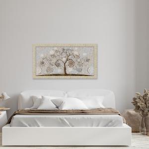 Quadro Moderno Camera da letto soggiorno con cornice GIOVY Bianca Oro TREE MIX 60x110 cm con Glitter tema Albero della Vita del brand Lupia, categoria: Arredo e decorazioni > Quadri e Tele > Quadri con Glitter.