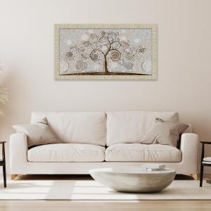 Quadro Moderno Camera da letto soggiorno con cornice GIOVY Bianca Oro TREE MIX 60x110 cm con Glitter tema Albero della Vita del brand Lupia, categoria: Arredo e decorazioni > Quadri e Tele > Quadri con Glitter.