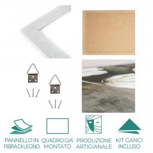 Quadro moderno, per soggiorno camera da letto, con cornice BOSTON colore GREY, 60x110 cm, ABSTRACT FLOWER stampa su pannello in legno, stile floreale blu e oro del brand Lupia, categoria: Arredo e decorazioni > Quadri e Tele > Quadri su Legno.