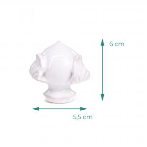 Set 6 pezzi PUMO Salentino in Ceramica BIANCO, Chiuso Altezza 6 cm, Decorazione Tipica Pugliese bocciolo e 3 Foglie, Segnaposto per eventi, feste, cerimonie e matrimonio, Soprammobile Bomboniera del brand Lupia, categoria: Idee regalo e bomboniere > Bomboniere > Bomboniere Ceramica e Pietra Leccese.