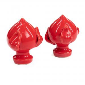 Set 6 pezzi PUMO Salentino in Ceramica ROSSO, Chiuso Altezza 6 cm, Decorazione Tipica Pugliese bocciolo e 3 Foglie, Segnaposto per eventi, feste, cerimonie e matrimonio, Soprammobile Bomboniera del brand Lupia, categoria: Artigianato salentino > Ceramica Salentina > Pumo Salentino.