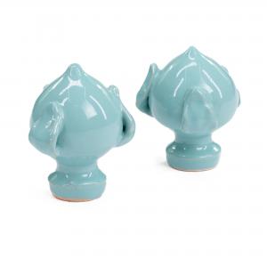 Set 6 pezzi PUMO Salentino in Ceramica CELESTE, Chiuso Altezza 6 cm, Decorazione Tipica Pugliese bocciolo e 3 Foglie, Segnaposto per eventi, feste, cerimonie e matrimonio, Soprammobile Bomboniera del brand Lupia, categoria: Artigianato salentino > Ceramica Salentina > Pumo Salentino.