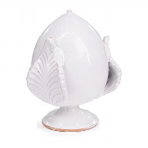 PUMO Salentino in Ceramica BIANCO, Chiuso Altezza 20 cm, Decorazione Tipica Pugliese bocciolo e 3 Foglie, Bomboniera per eventi, feste, cerimonie e matrimonio, Soprammobile del brand Lupia, categoria: Artigianato salentino > Ceramica Salentina > Pumo Salentino.