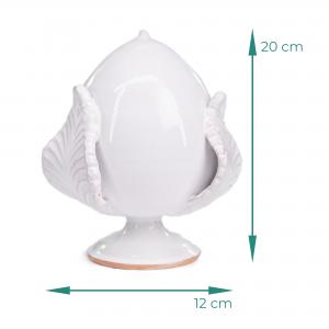 PUMO Salentino in Ceramica BIANCO, Chiuso Altezza 20 cm, Decorazione Tipica Pugliese bocciolo e 3 Foglie, Bomboniera per eventi, feste, cerimonie e matrimonio, Soprammobile del brand Lupia, categoria: Artigianato salentino > Ceramica Salentina > Pumo Salentino.