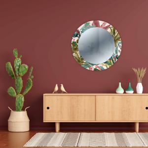Specchio da parete Rotondo moderno Mirror Fantasy BANANA LEAVES BEIGE diam. 65 cm, Circolare con cornice stampata, specchiera per camera da letto, soggiorno, ingresso del brand Lupia, categoria: Complementi d'arredo > Specchi e specchiere > Specchi stampati.