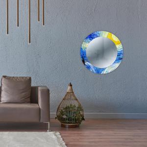 Specchio da parete Rotondo moderno Mirror Fantasy NOTTE STELLATA Van Gogh diam. 65 cm, Circolare con cornice stampata, specchiera per camera da letto, soggiorno, ingresso del brand Lupia, categoria: Complementi d'arredo > Specchi e specchiere > Specchi stampati.