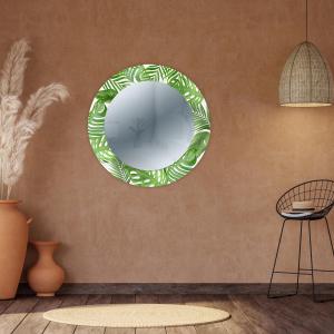 Specchio da parete Rotondo moderno Mirror Fantasy TROPICAL GREEN diam. 65 cm, Circolare con cornice stampata, specchiera per camera da letto, soggiorno, ingresso del brand Lupia, categoria: Complementi d'arredo > Specchi e specchiere > Specchi stampati.