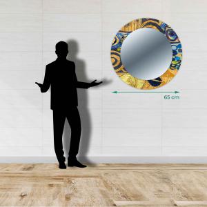 Specchio da parete Rotondo moderno Mirror Fantasy KLIMT GOLD diam. 65 cm, Circolare con cornice stampata, specchiera per camera da letto, soggiorno, ingresso del brand Lupia, categoria: Complementi d'arredo > Specchi e specchiere > Specchi stampati.