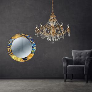 Specchio da parete Rotondo moderno Mirror Fantasy KLIMT GOLD diam. 65 cm, Circolare con cornice stampata, specchiera per camera da letto, soggiorno, ingresso del brand Lupia, categoria: Complementi d'arredo > Specchi e specchiere > Specchi stampati.