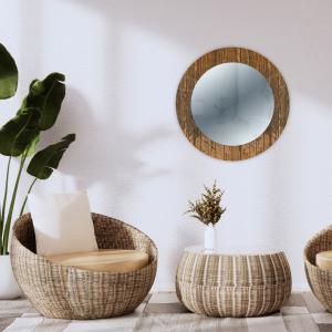 Specchio da parete Rotondo moderno Mirror Fantasy OLD WOOD diam. 65 cm, Circolare con cornice stampata, specchiera per camera da letto, soggiorno, ingresso del brand Lupia, categoria: Complementi d'arredo > Specchi e specchiere > Specchi stampati.