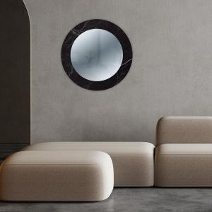 Specchio da parete Rotondo moderno Mirror Fantasy MARMO NERO diam. 65 cm, Circolare con cornice stampata, specchiera per camera da letto, soggiorno, ingresso del brand Lupia, categoria: Complementi d'arredo > Specchi e specchiere > Specchi stampati.