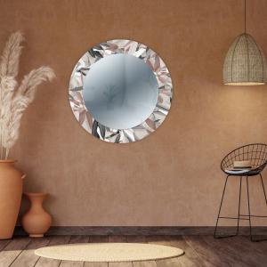 Specchio da parete Rotondo moderno Mirror Fantasy LEAVES MIX diam. 65 cm, Circolare con cornice stampata, specchiera per camera da letto, soggiorno, ingresso del brand Lupia, categoria: Complementi d'arredo > Specchi e specchiere > Specchi stampati.