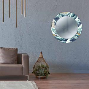 Specchio da parete Rotondo moderno Mirror Fantasy THE GREAT WAVE OFF KANAGAWA diam. 65 cm, Circolare con cornice stampata, specchiera per camera da letto, soggiorno, ingresso del brand Lupia, categoria: Complementi d'arredo > Specchi e specchiere > Specchi stampati.